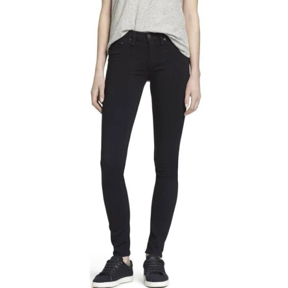 Rag & Bone Jean Legging Black Plush Skinny Mid Rise Stretch Denim Size 28